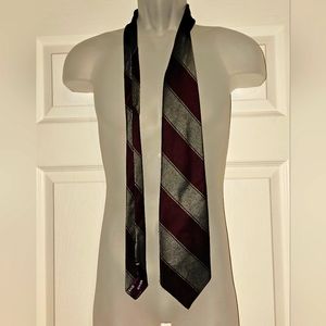 Givenchy men's striped neck tie- grey and burgundy